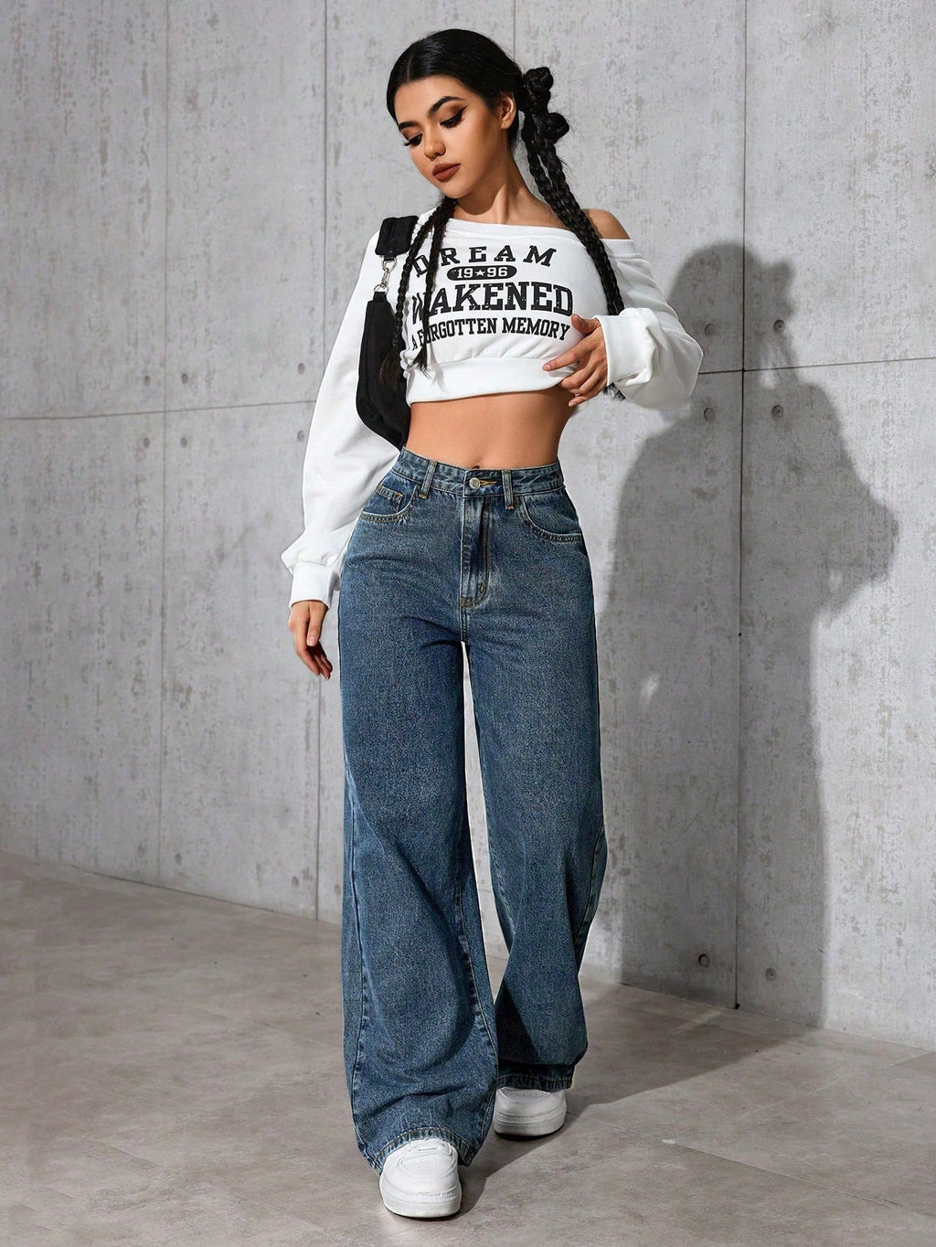 SHEIN EZwear Jean Droit Taille Haute