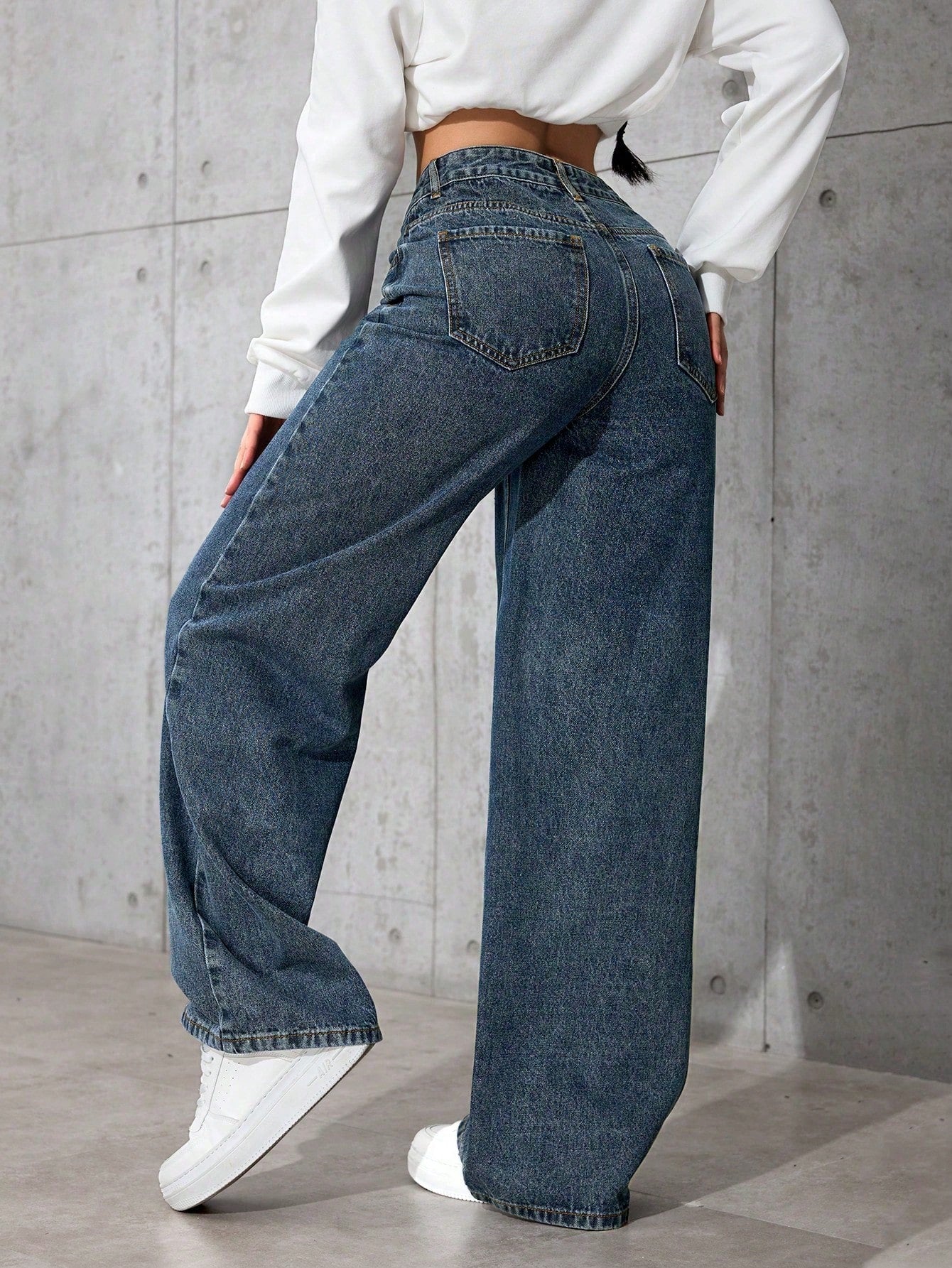 SHEIN EZwear Jean Droit Taille Haute