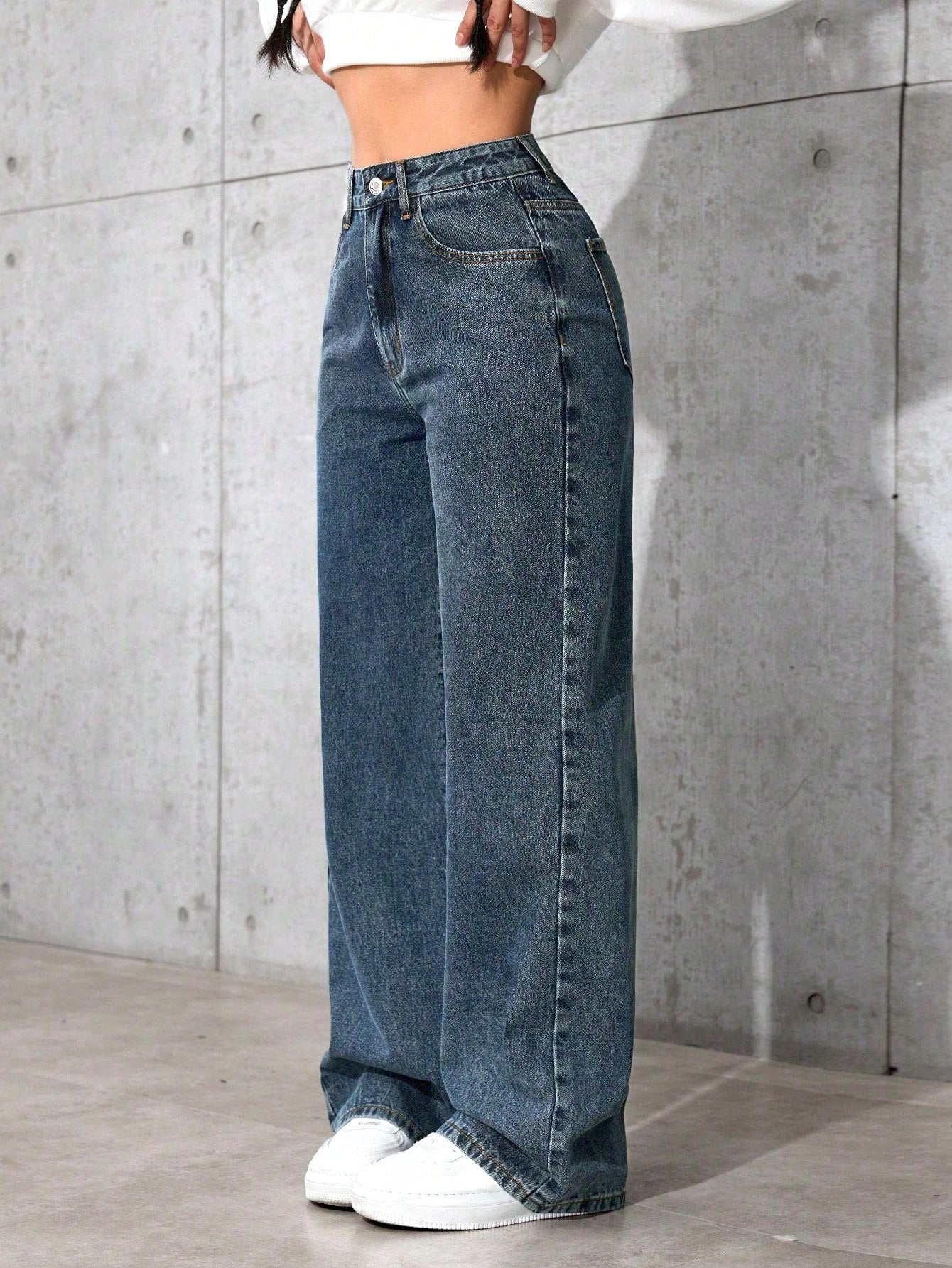 SHEIN EZwear Jean Droit Taille Haute