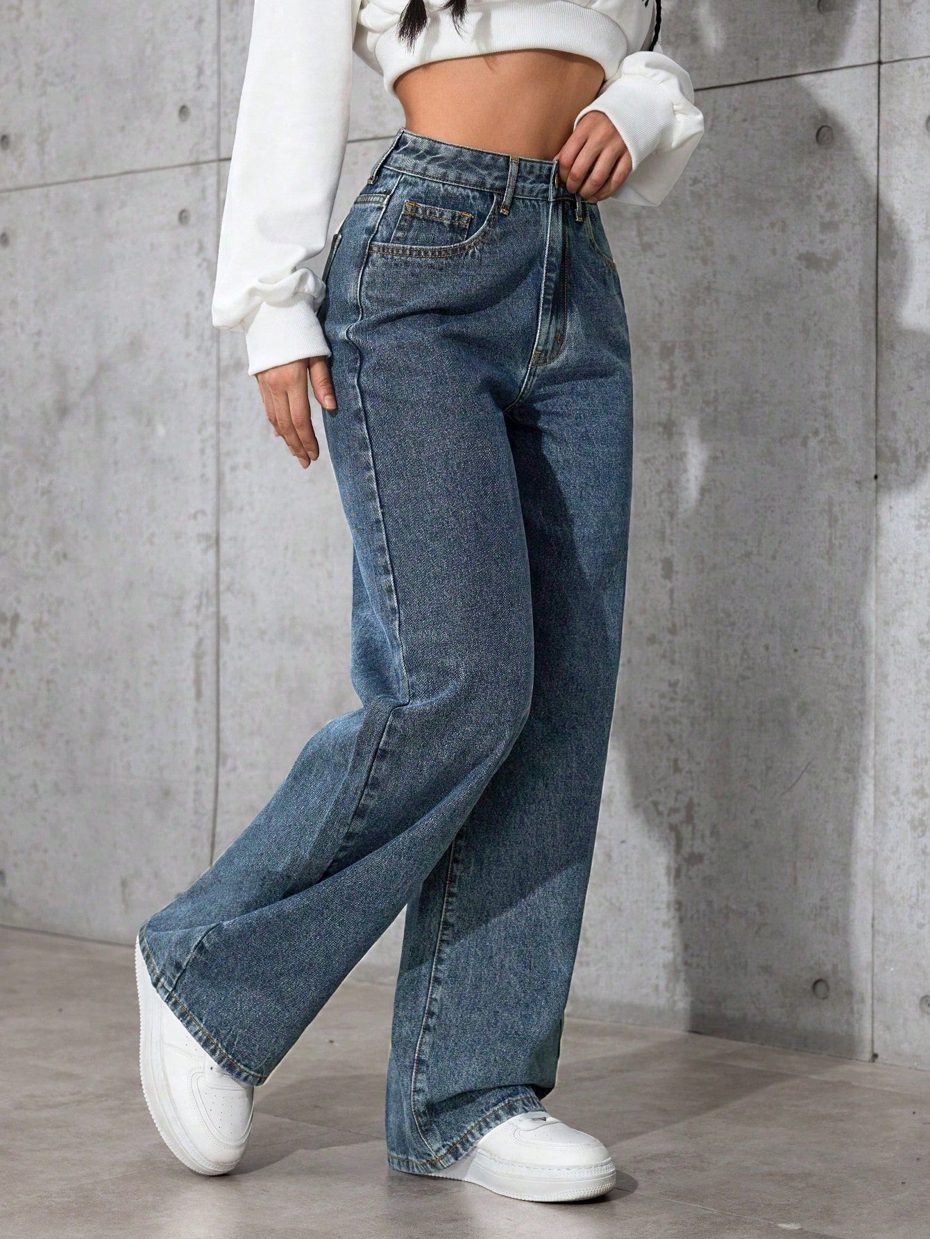 SHEIN EZwear Jean Droit Taille Haute