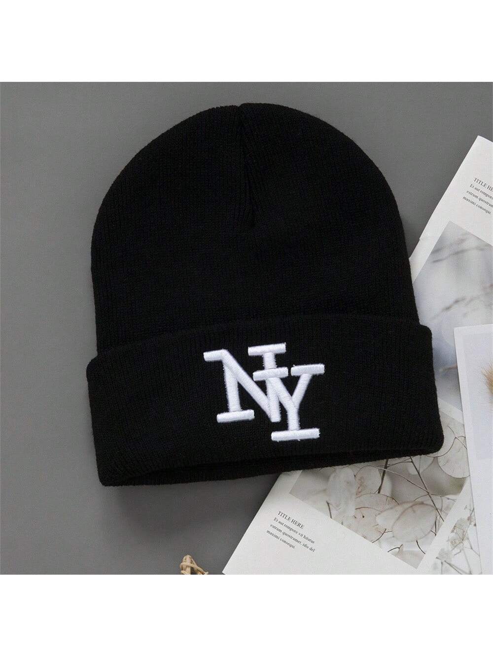 1/2/3 pièces Chapeau bonnet tricoté premium coupe-vent à la mode avec lettres brodées pour hommes et femmes, casquette élastique style hip hop pour tenue d'automne