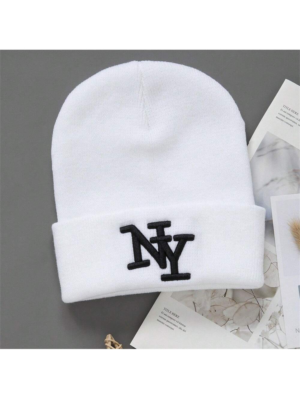 1/2/3 pièces Chapeau bonnet tricoté premium coupe-vent à la mode avec lettres brodées pour hommes et femmes, casquette élastique style hip hop pour tenue d'automne