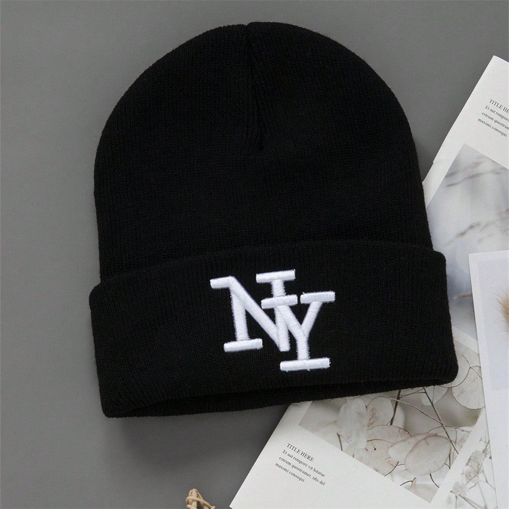 1/2/3 pièces Chapeau bonnet tricoté premium coupe-vent à la mode avec lettres brodées pour hommes et femmes, casquette élastique style hip hop pour tenue d'automne