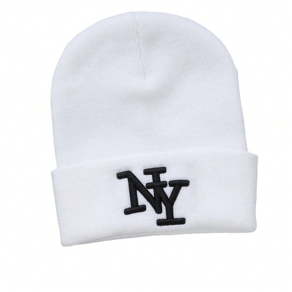 1/2/3 pièces Chapeau bonnet tricoté premium coupe-vent à la mode avec lettres brodées pour hommes et femmes, casquette élastique style hip hop pour tenue d'automne