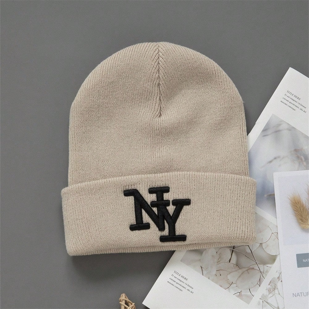 1/2/3 pièces Chapeau bonnet tricoté premium coupe-vent à la mode avec lettres brodées pour hommes et femmes, casquette élastique style hip hop pour tenue d'automne