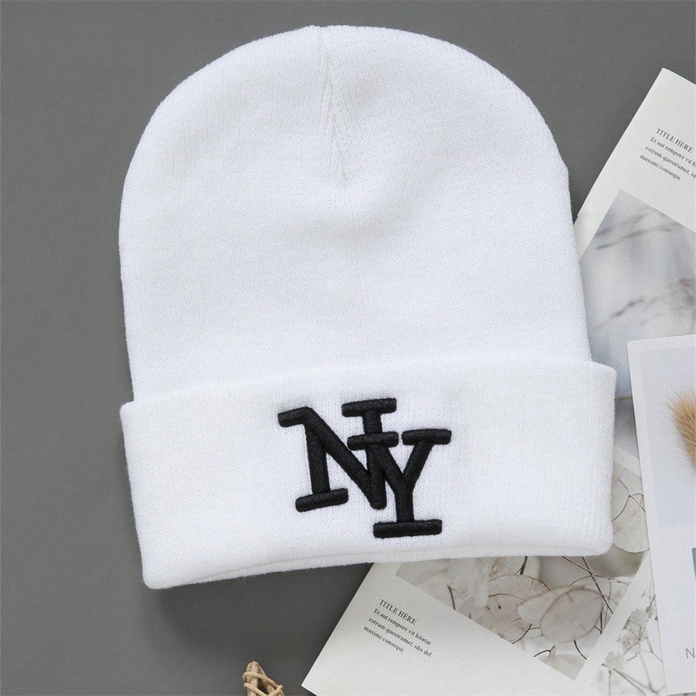 1/2/3 pièces Chapeau bonnet tricoté premium coupe-vent à la mode avec lettres brodées pour hommes et femmes, casquette élastique style hip hop pour tenue d'automne