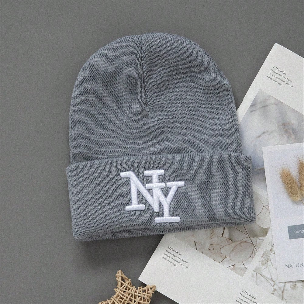 1/2/3 pièces Chapeau bonnet tricoté premium coupe-vent à la mode avec lettres brodées pour hommes et femmes, casquette élastique style hip hop pour tenue d'automne