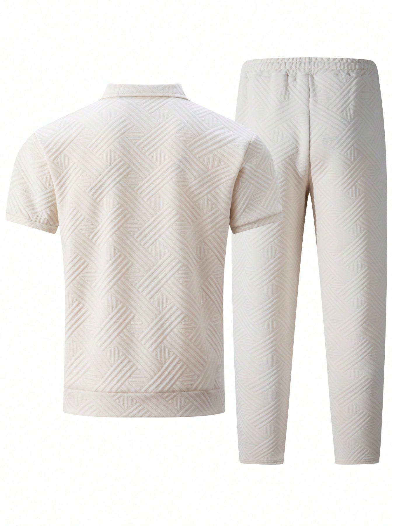 2 pièces/Set Cardigan zippé de couleur unie à col et pantalon long