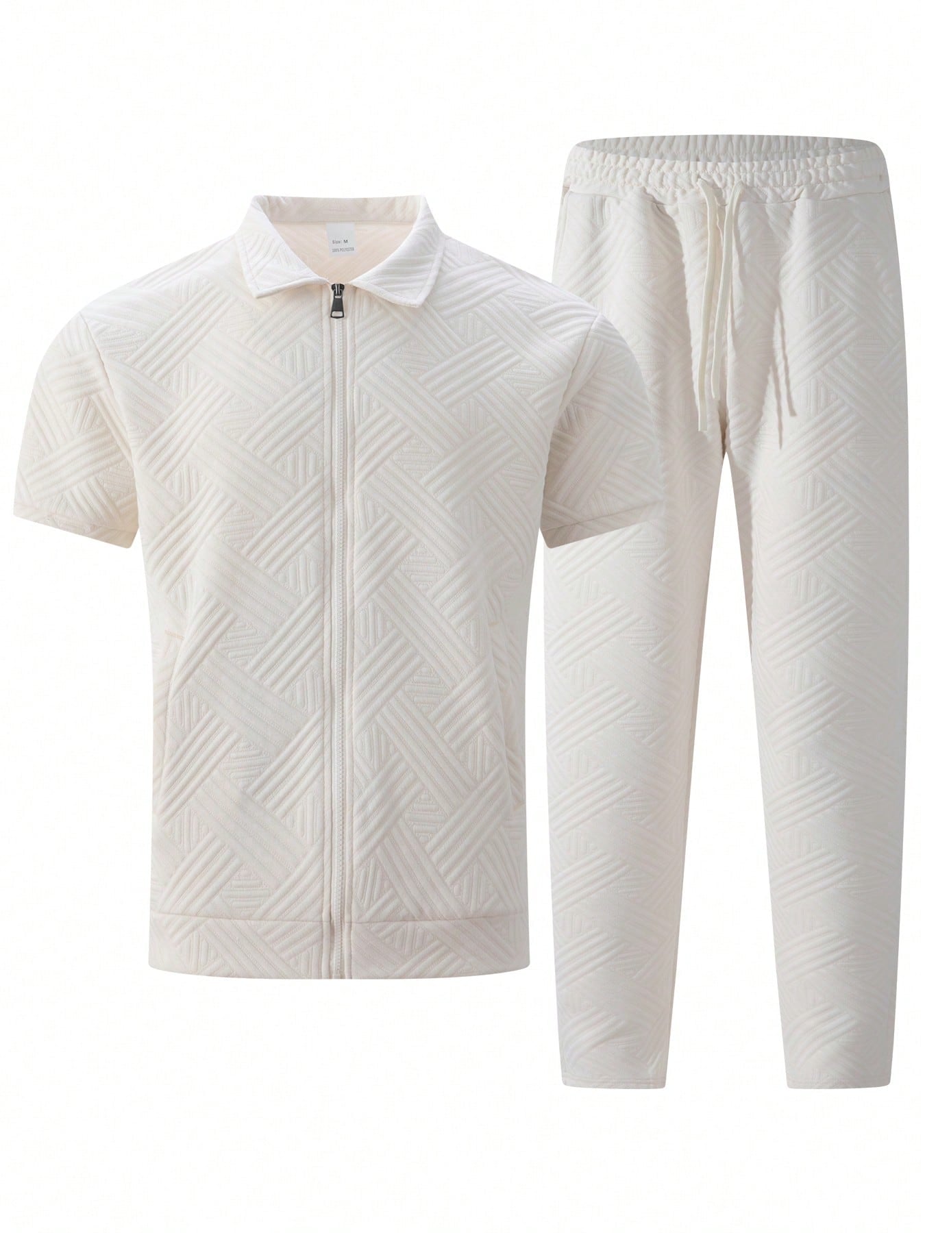 2 pièces/Set Cardigan zippé de couleur unie à col et pantalon long