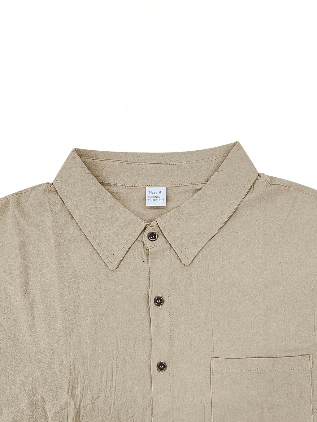 2 pièces/Set Tenue en lin pour homme, chemise à manches courtes boutonnée simple unie et pantalon