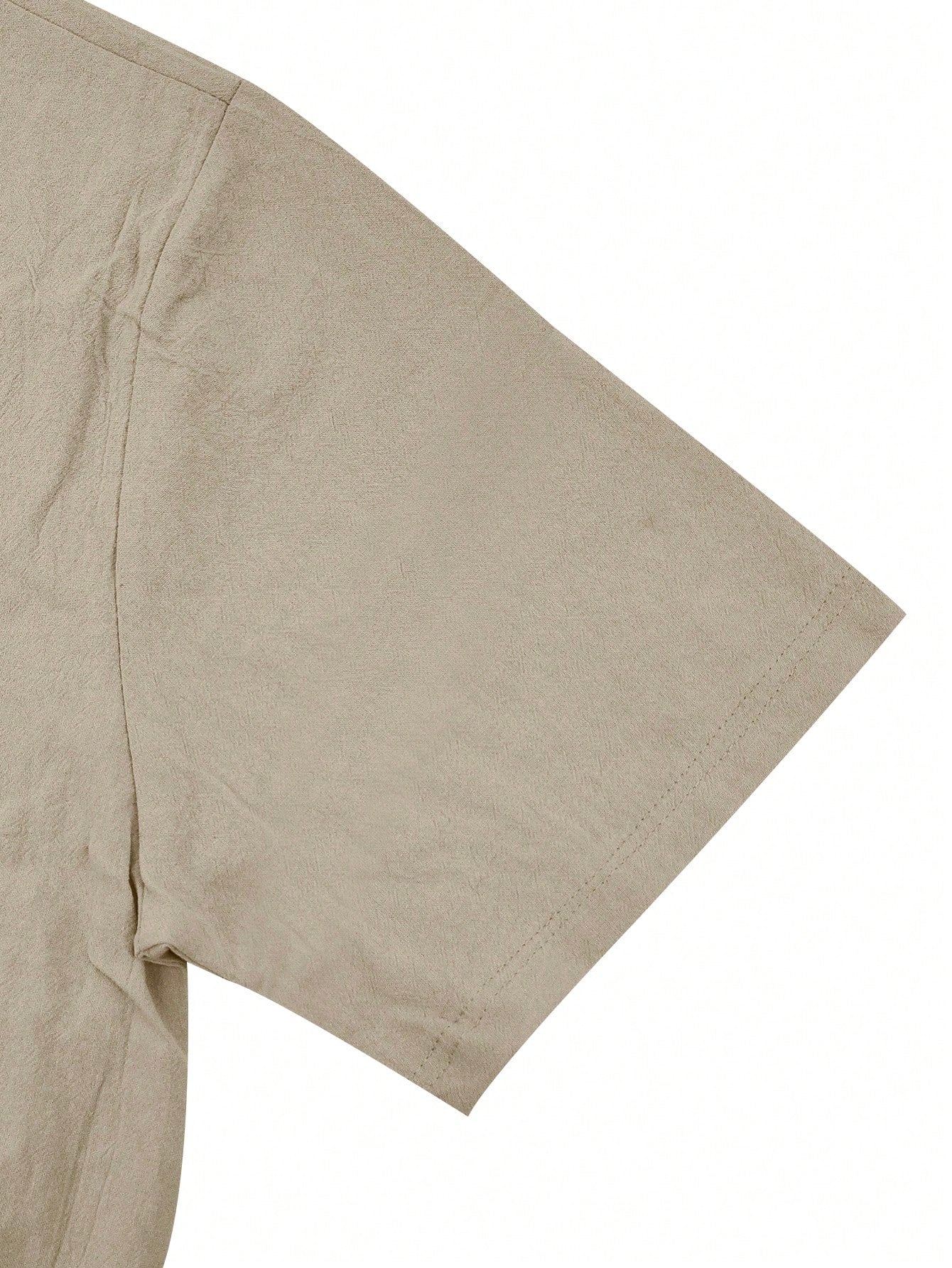 2 pièces/Set Tenue en lin pour homme, chemise à manches courtes boutonnée simple unie et pantalon