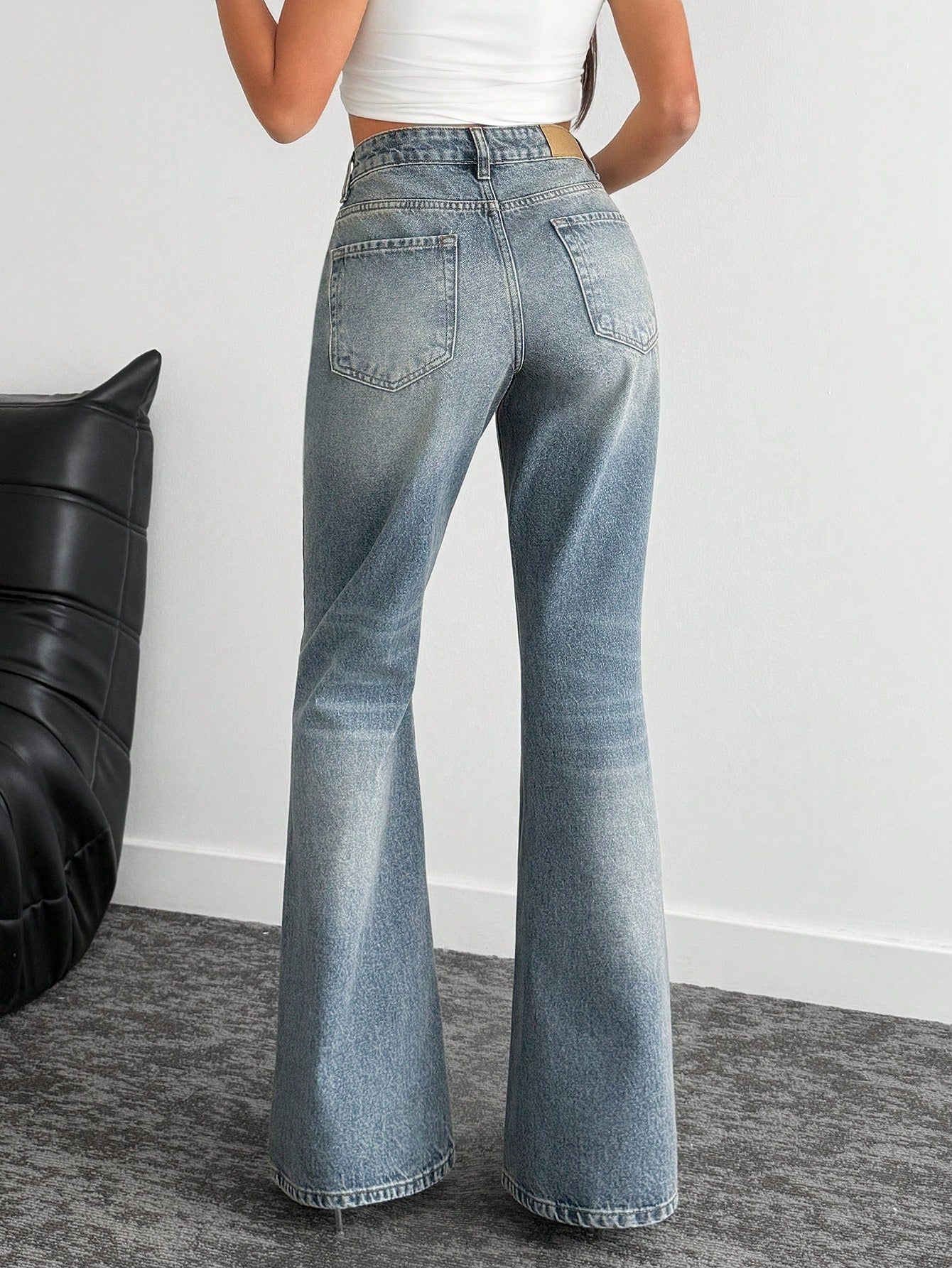 Jeans grande taille à jambes larges en coton 100%