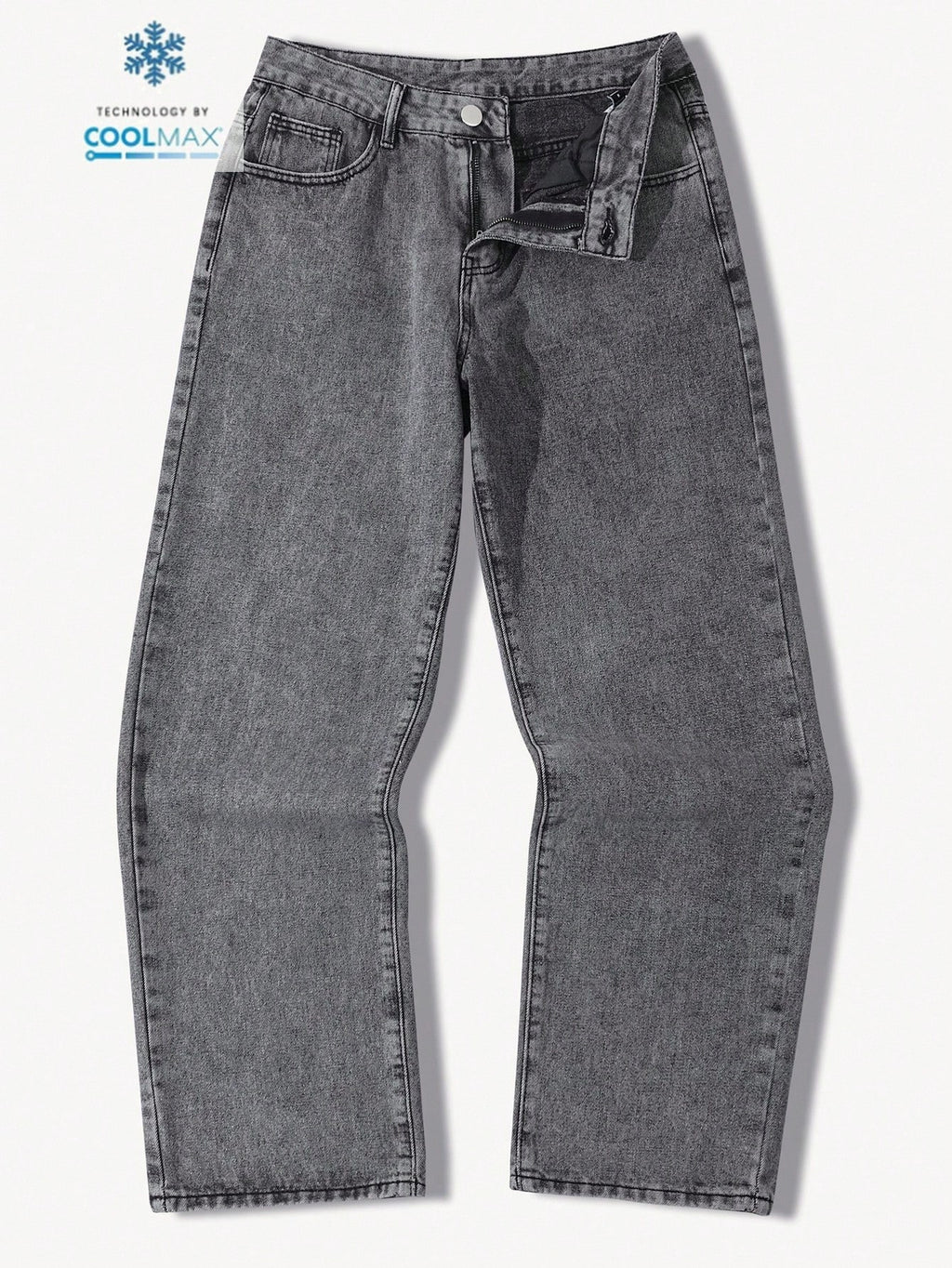 Manfinity Hypemode Jeans droits à poches obliques lavés, coupe ample pour hommes
