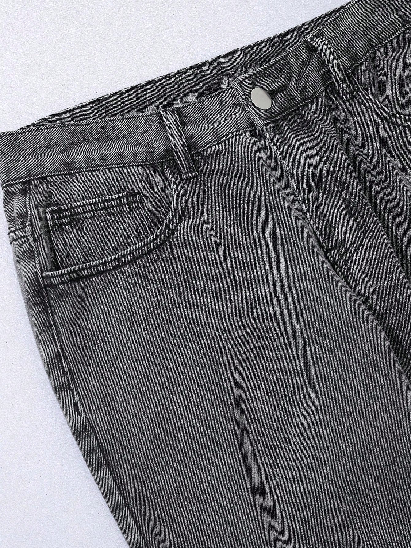 Manfinity Hypemode Jeans droits à poches obliques lavés, coupe ample pour hommes