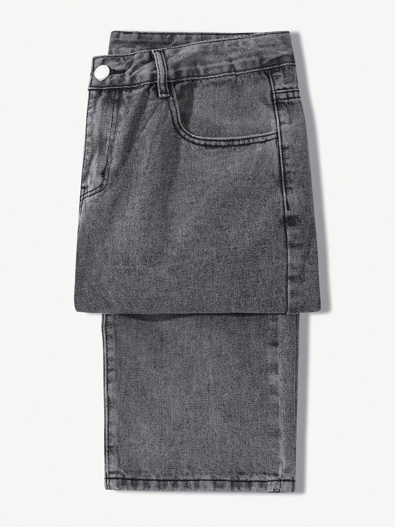 Manfinity Hypemode Jeans droits à poches obliques lavés, coupe ample pour hommes
