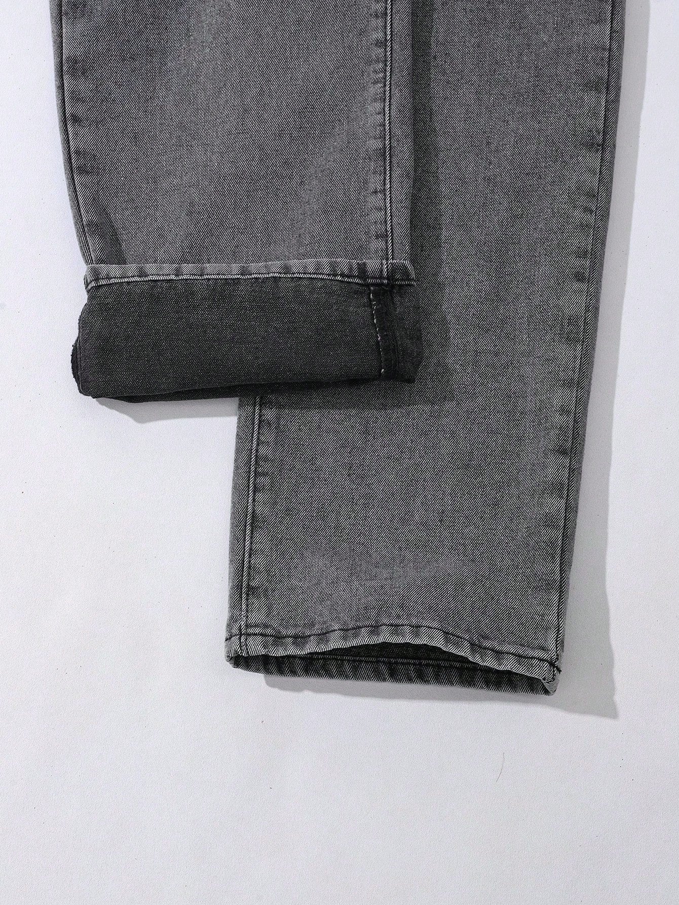 Manfinity Hypemode Jeans droits à poches obliques lavés, coupe ample pour hommes