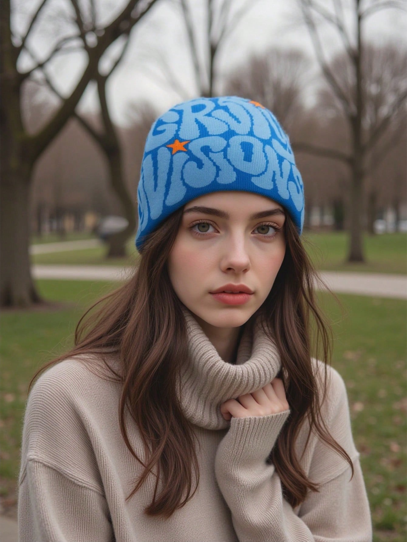 Bonnet tricoté chaud, style Y2K, casquette unisexe à design de lettre acrylique pour hommes et femmes, streetwear décontracté pour l'automne/l'hiver