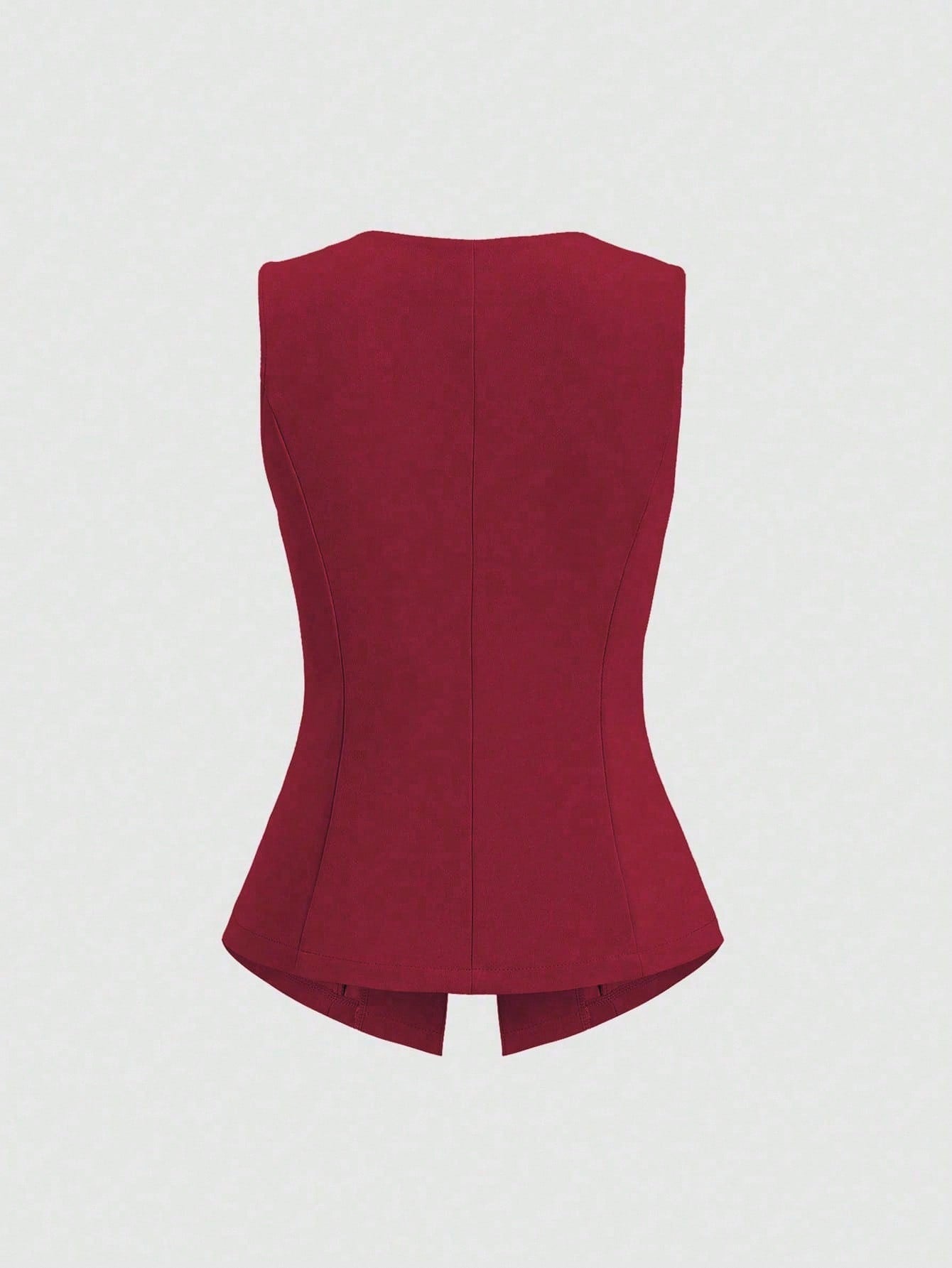 Sweetra Blazer sans manches basique de style français pour femmes avec boutons en métal, fin