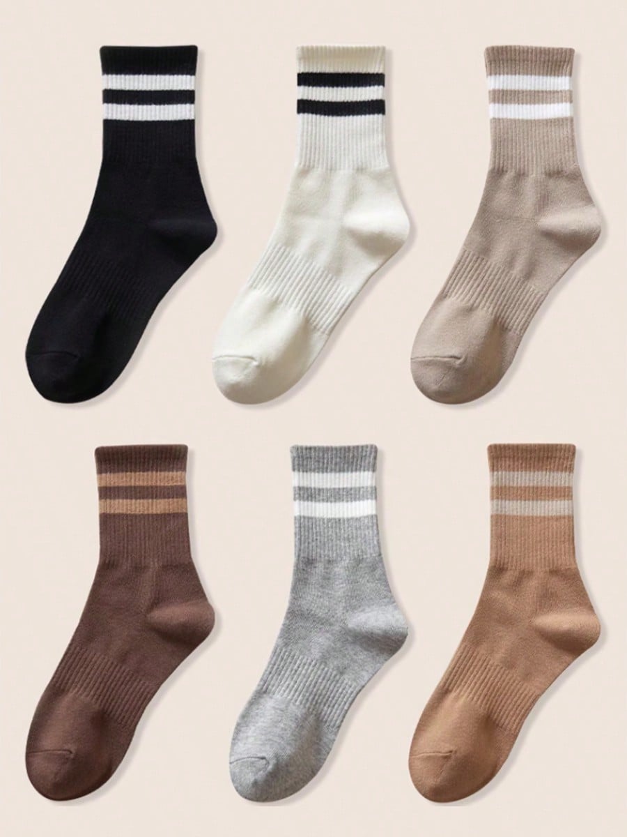 6 paires de chaussettes mi-mollet polyvalentes, respirantes, mode et décontractées pour femmes, convenant aux activités professionnelles, sportives, de course et de cyclisme