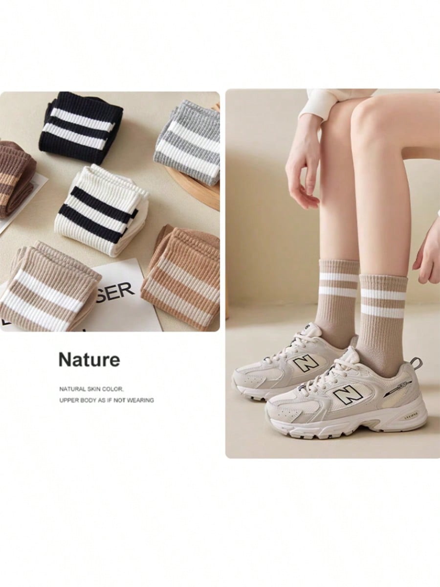 6 paires de chaussettes mi-mollet polyvalentes, respirantes, mode et décontractées pour femmes, convenant aux activités professionnelles, sportives, de course et de cyclisme