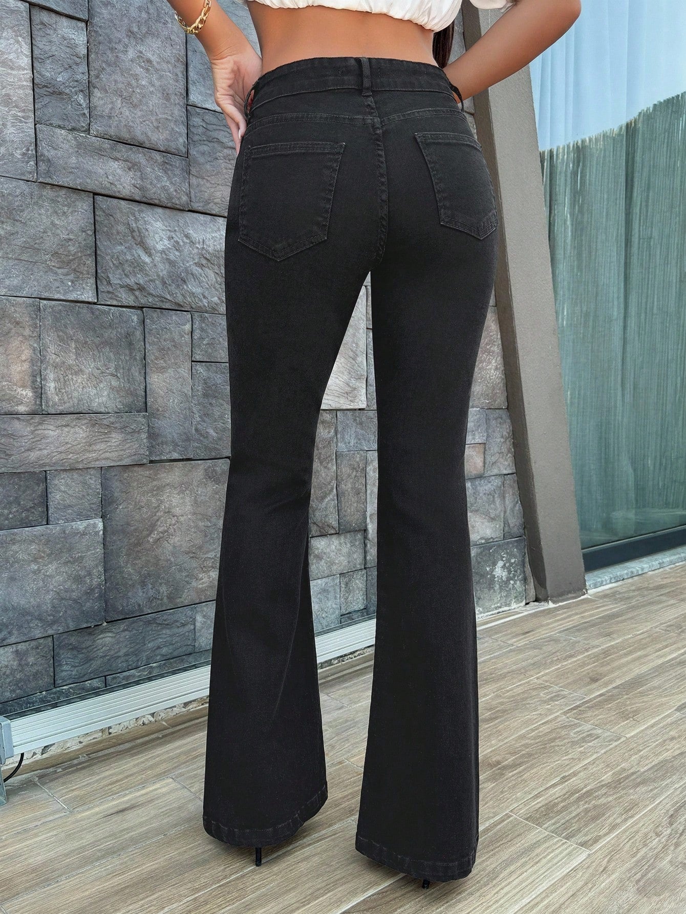 Jeans grande taille à jambes larges en coton 100%
