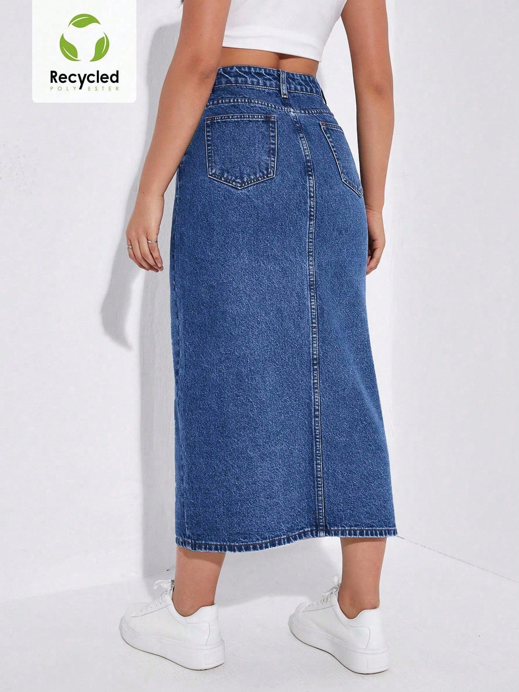 SHEIN EZwear Jupe en jean taille haute fendu