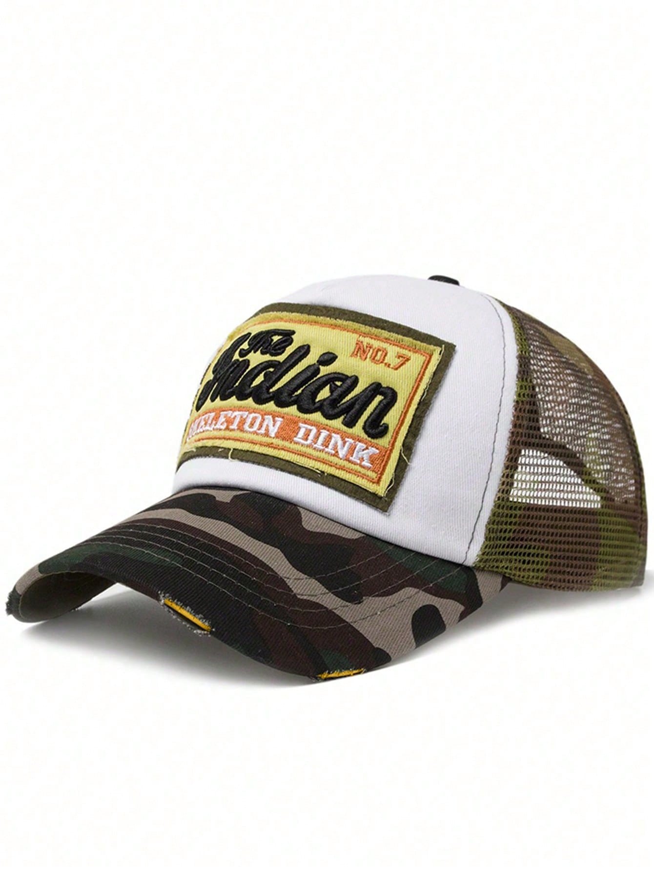 Casquette de baseball style avec appliqué en maille, style minimaliste casual unisexe, convient pour les sports de plein air, l'été