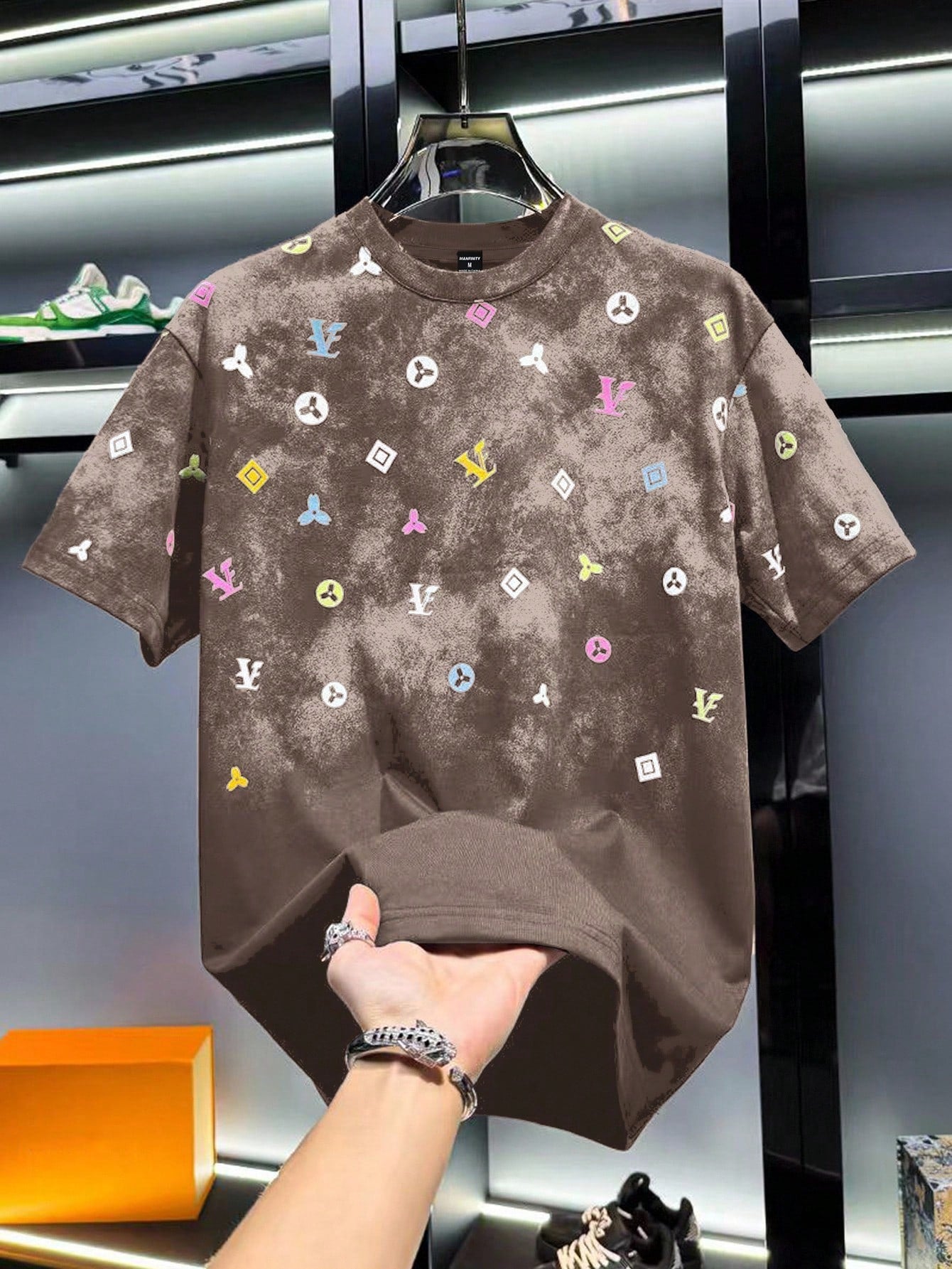 T-shirt décontracté pour hommes avec impression de lettres usées