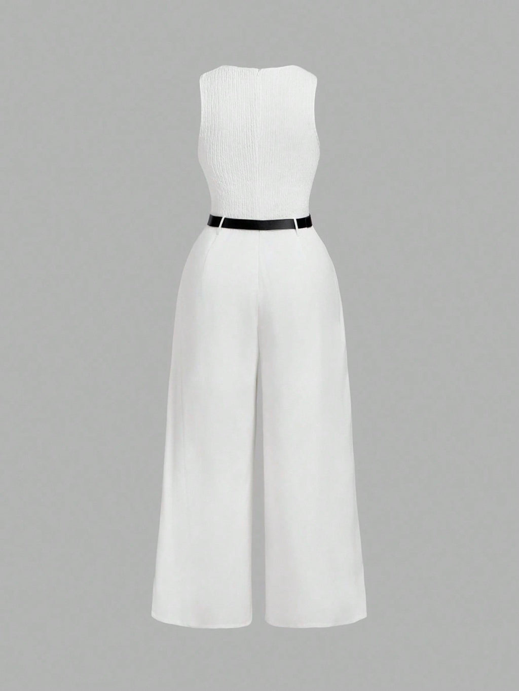 SHEIN MOD 1 pièce Combinaison ample à jambes larges et plissées noire pour femme grande taille avec ceinture, style casual, Nouvel An, Saint-Valentin