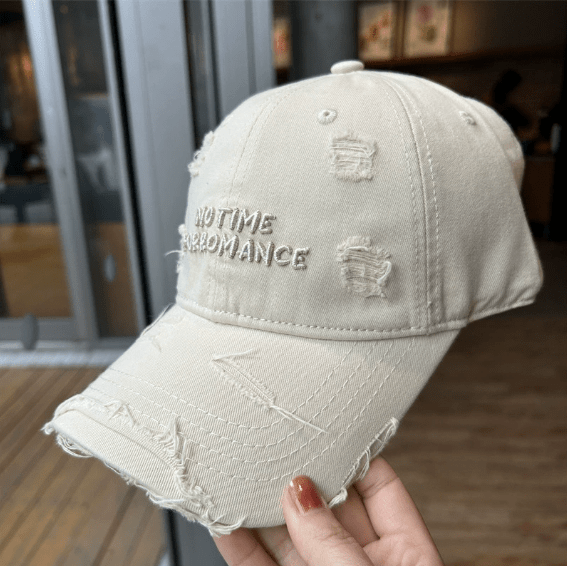 1 pièce Casquette de baseball en coton délavé avec broderie de lettre, femme, chapeau de soleil à large bord souple et surdimensionné