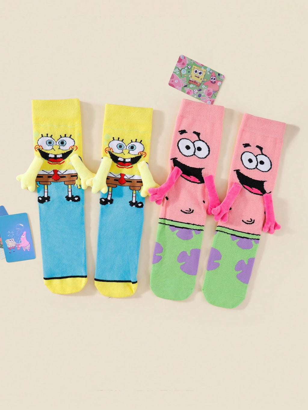 SPONGEBOB 1/2 paire de nouvelles chaussettes de couple magnétiques uniques et mignonnes de style japonais/coréen avec motif Spongebob pour amoureux et meilleurs amis, printemps/automne