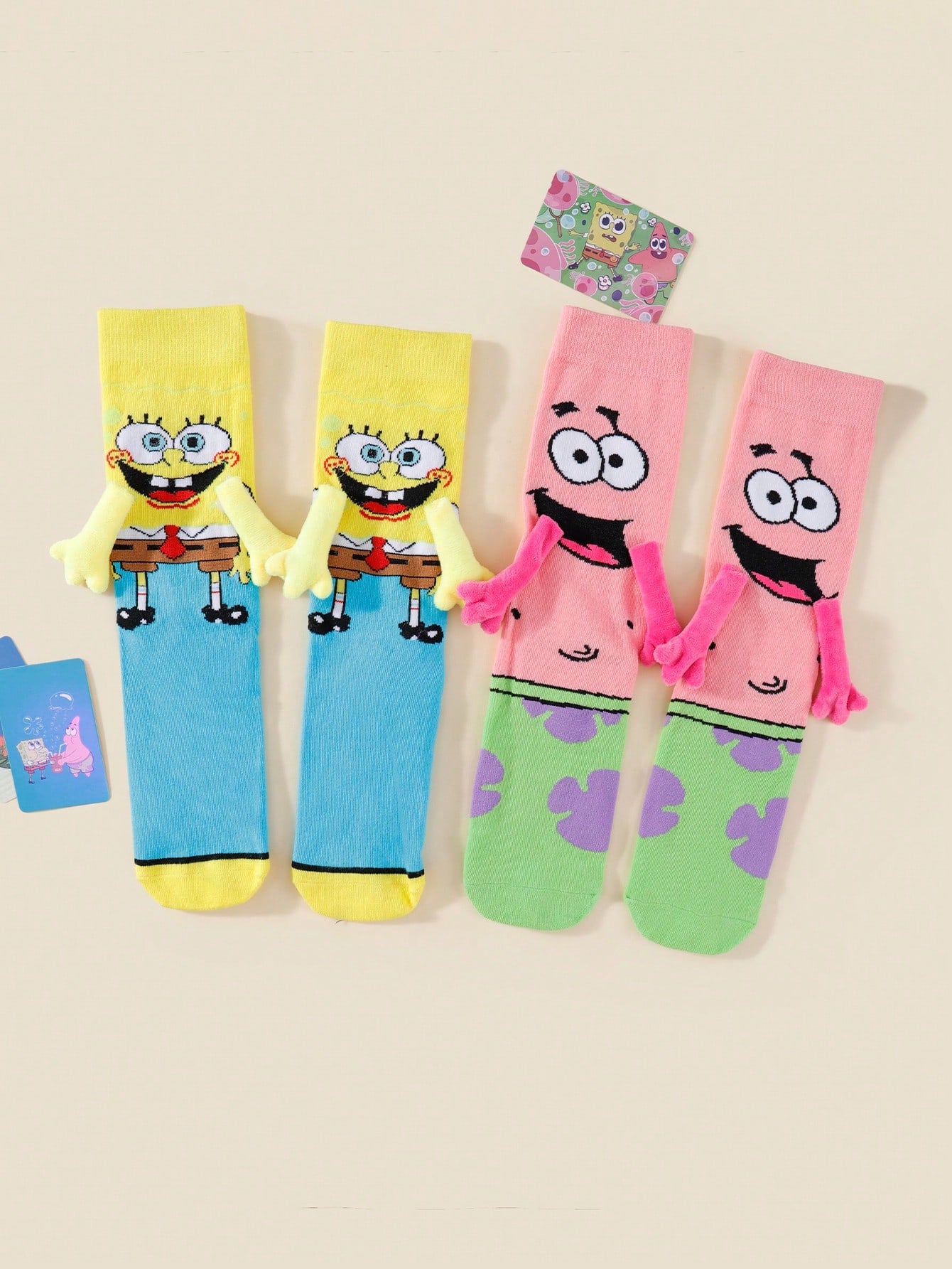 SPONGEBOB 1/2 paire de nouvelles chaussettes de couple magnétiques uniques et mignonnes de style japonais/coréen avec motif Spongebob pour amoureux et meilleurs amis, printemps/automne