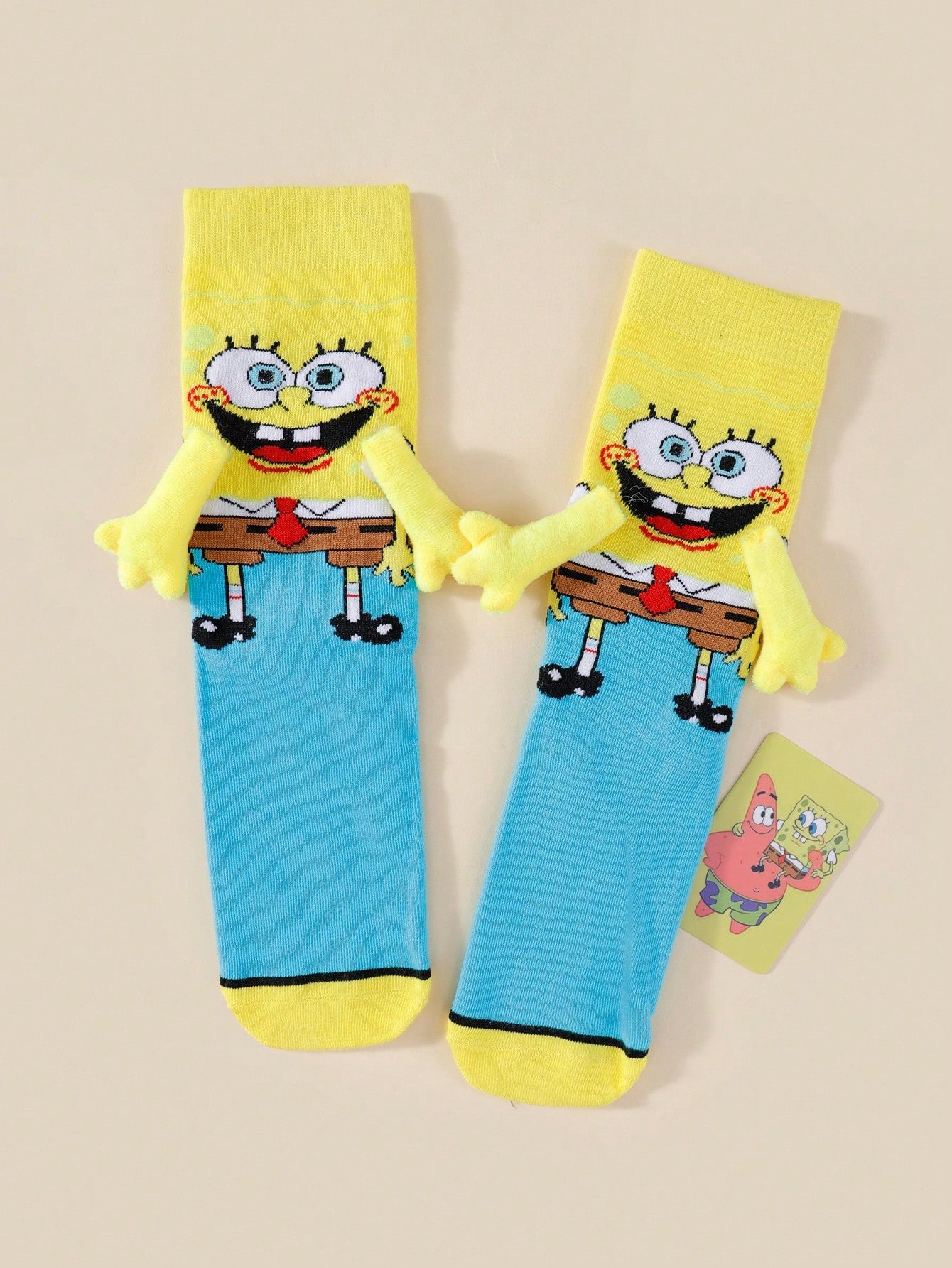 SPONGEBOB 1/2 paire de nouvelles chaussettes de couple magnétiques uniques et mignonnes de style japonais/coréen avec motif Spongebob pour amoureux et meilleurs amis, printemps/automne