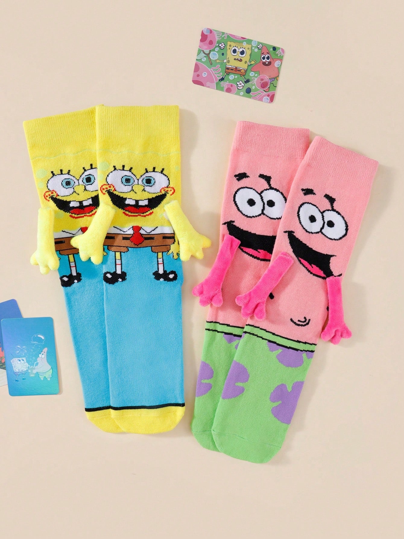 SPONGEBOB 1/2 paire de nouvelles chaussettes de couple magnétiques uniques et mignonnes de style japonais/coréen avec motif Spongebob pour amoureux et meilleurs amis, printemps/automne
