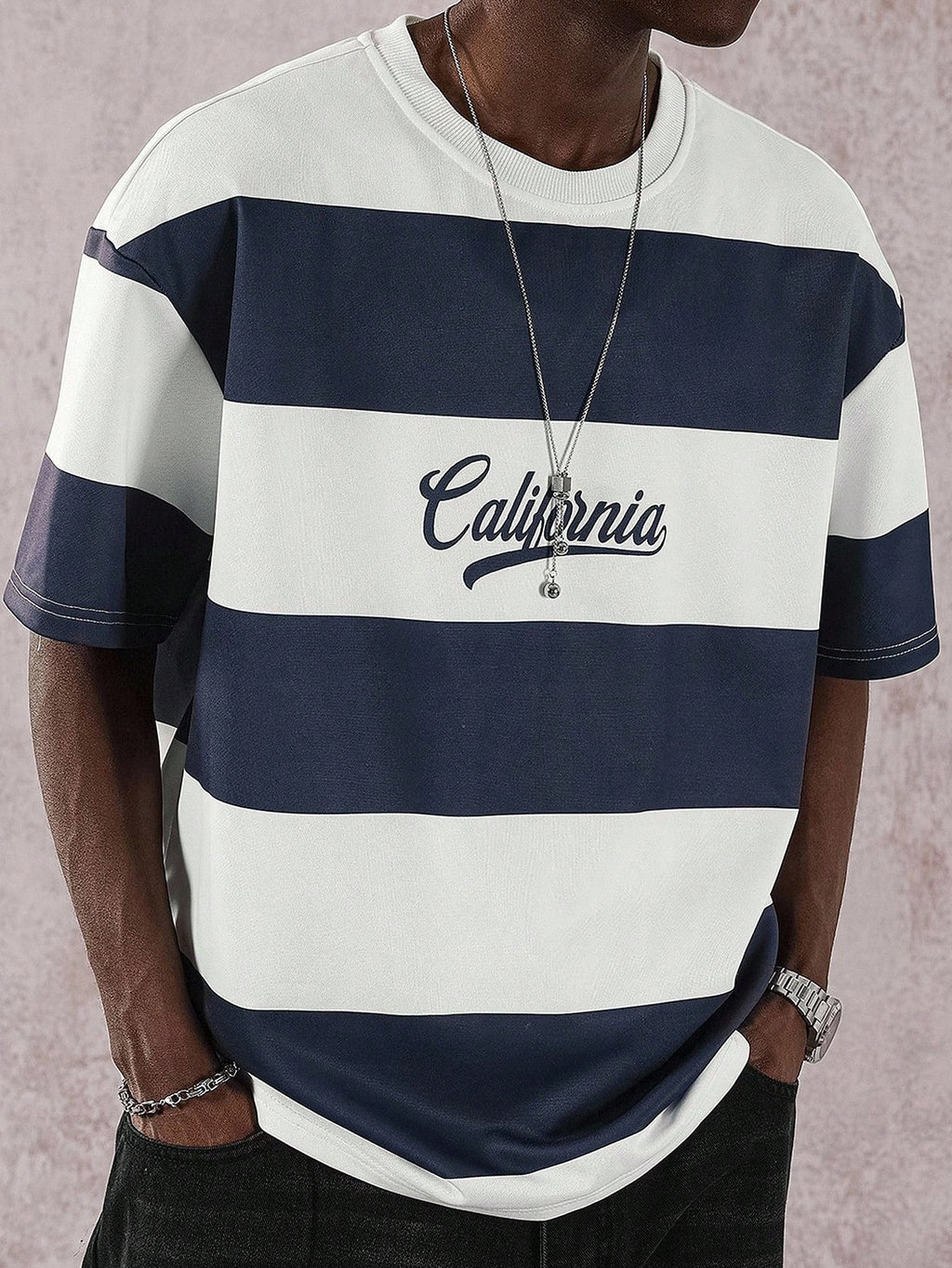 T-shirt casual en jersey à manches courtes pour homme avec imprimé de lettres
