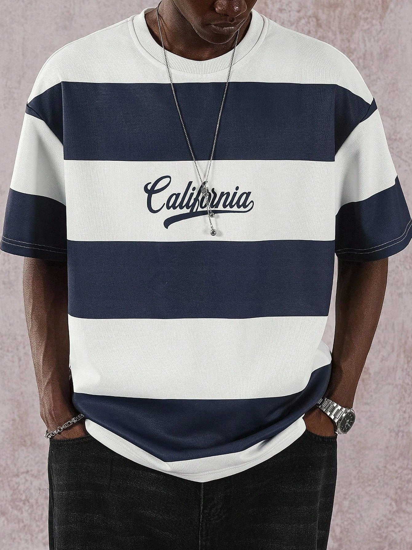 T-shirt casual en jersey à manches courtes pour homme avec imprimé de lettres