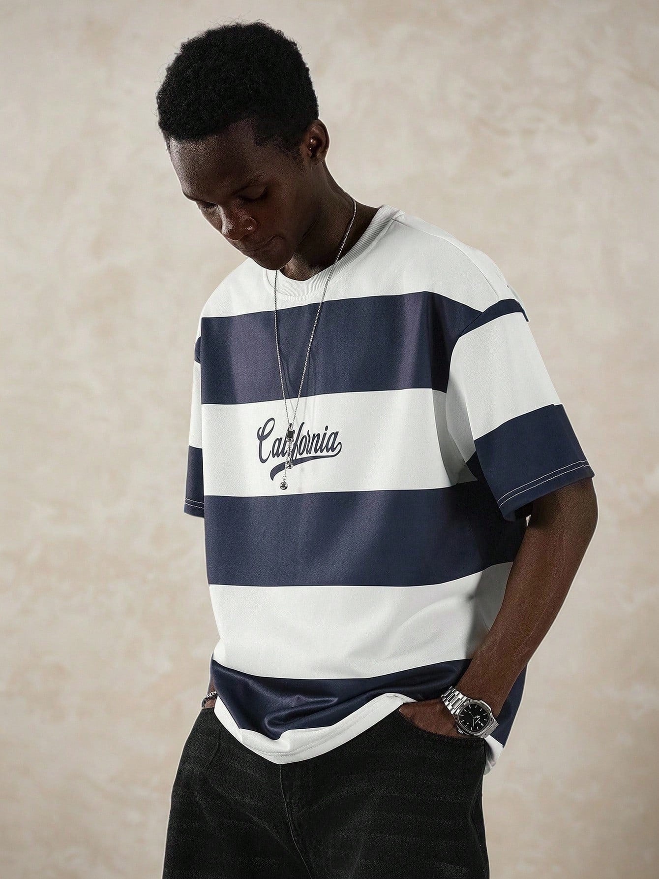 T-shirt casual en jersey à manches courtes pour homme avec imprimé de lettres