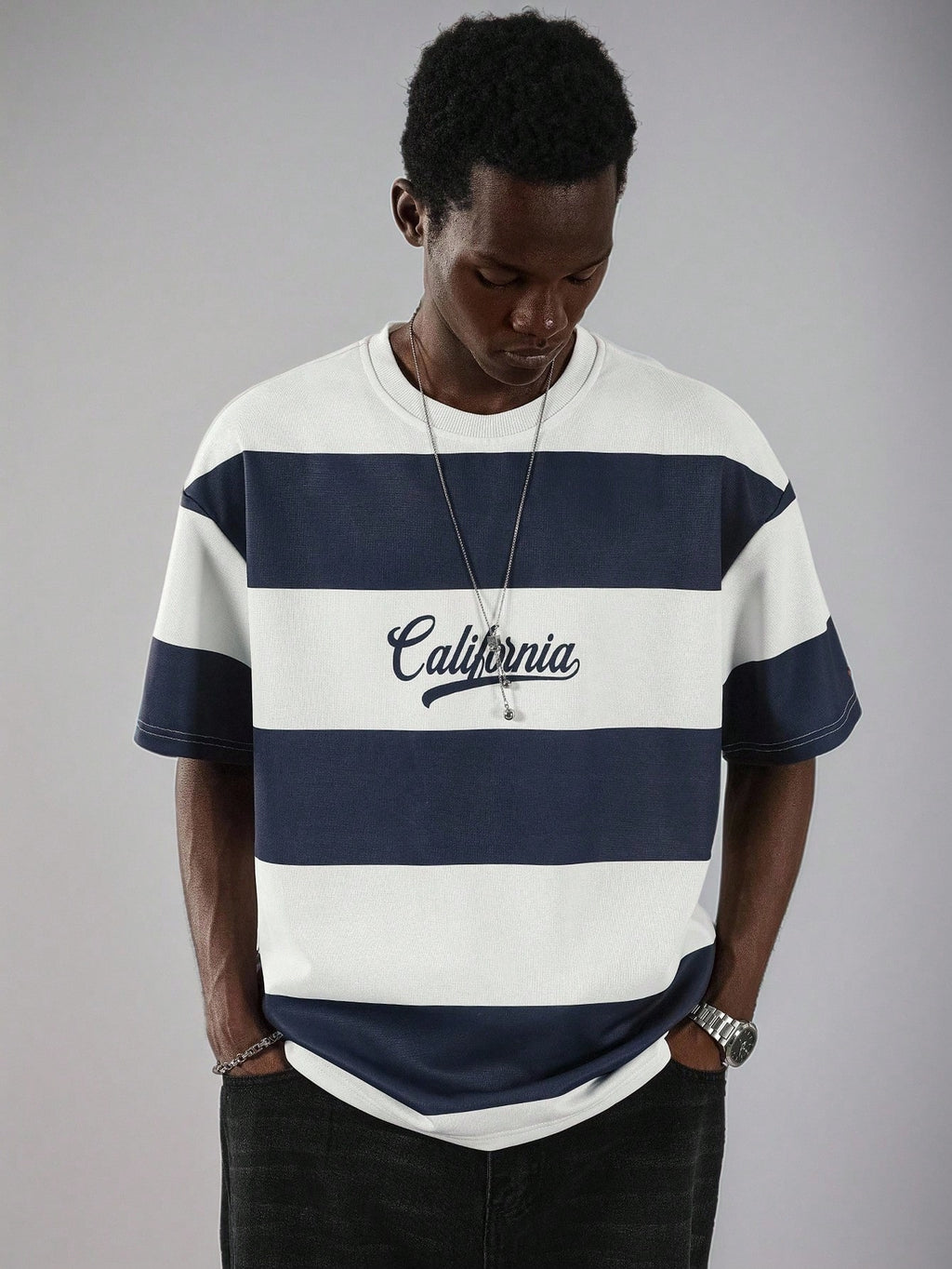 T-shirt casual en jersey à manches courtes pour homme avec imprimé de lettres