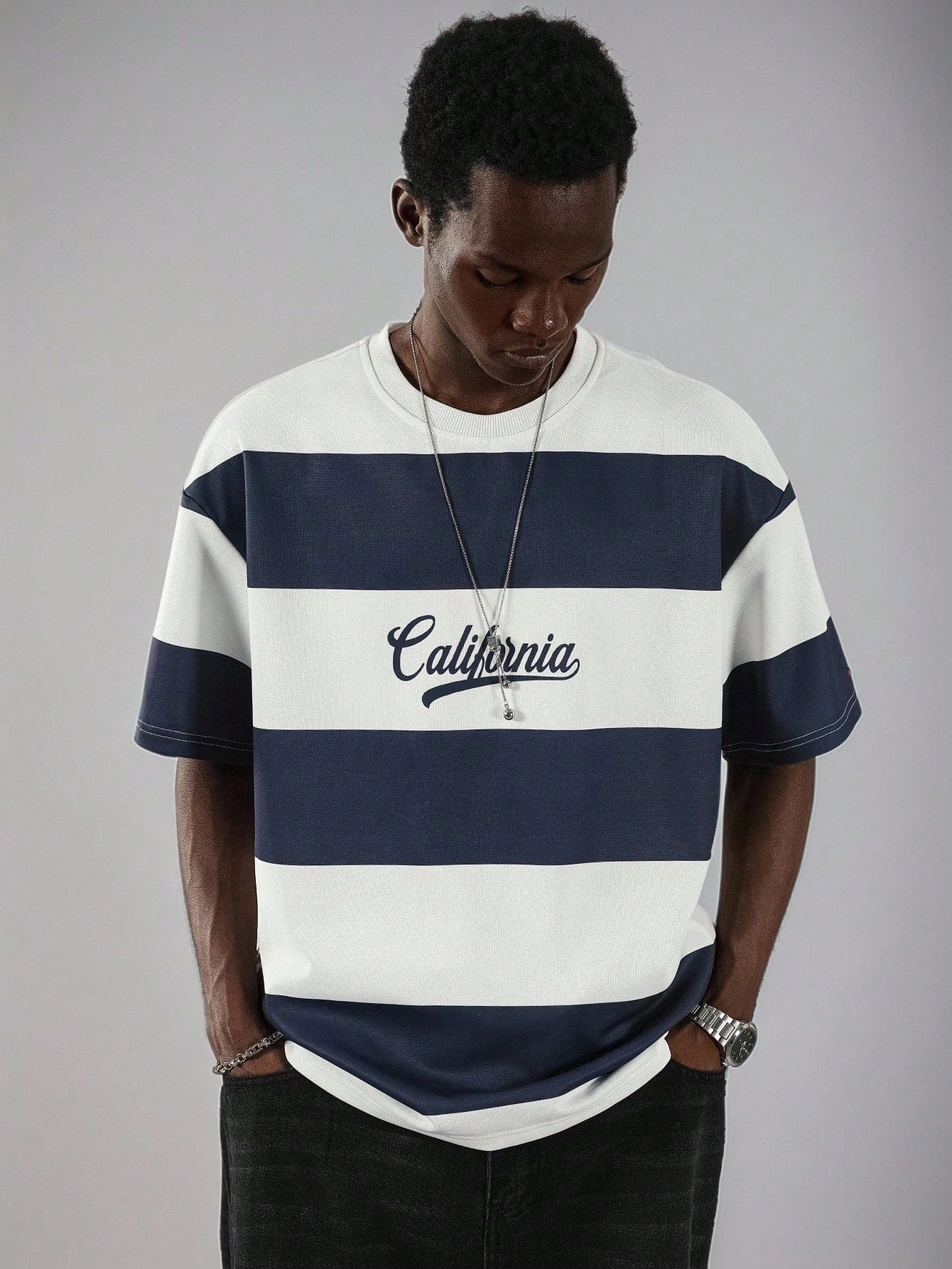 T-shirt casual en jersey à manches courtes pour homme avec imprimé de lettres