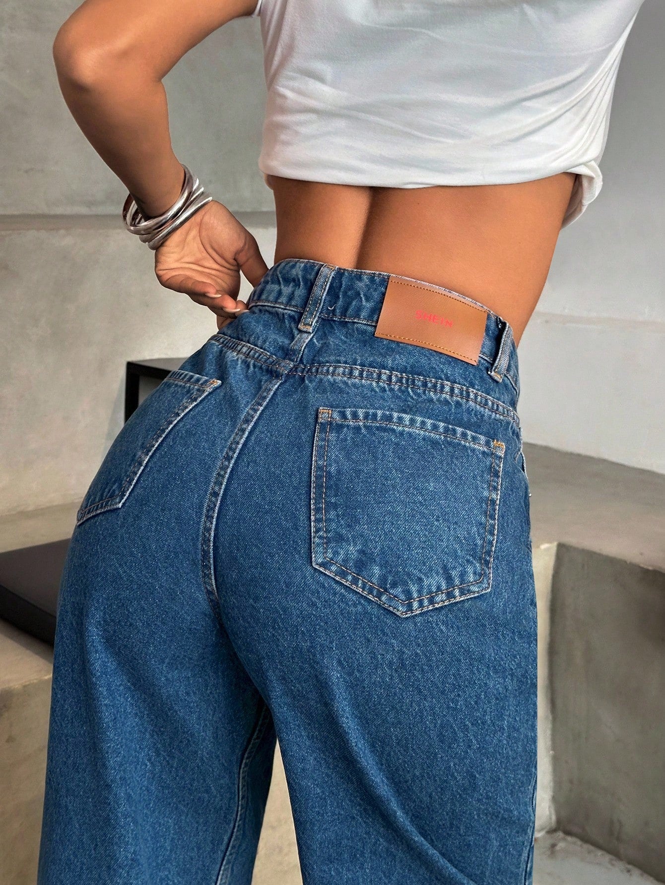 Jeans grande taille à jambes larges en coton 100%