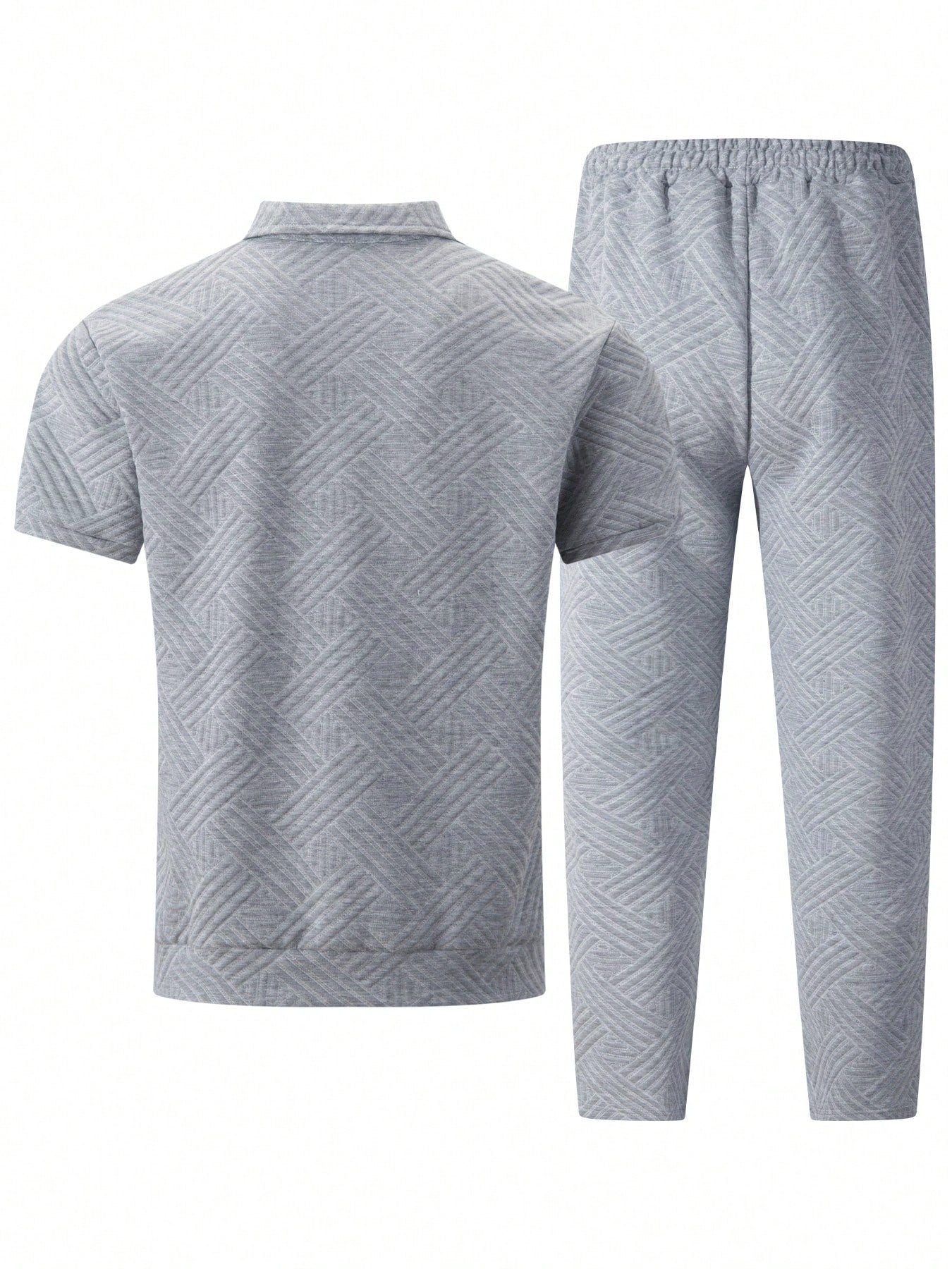 2 pièces/Set Cardigan zippé de couleur unie à col et pantalon long