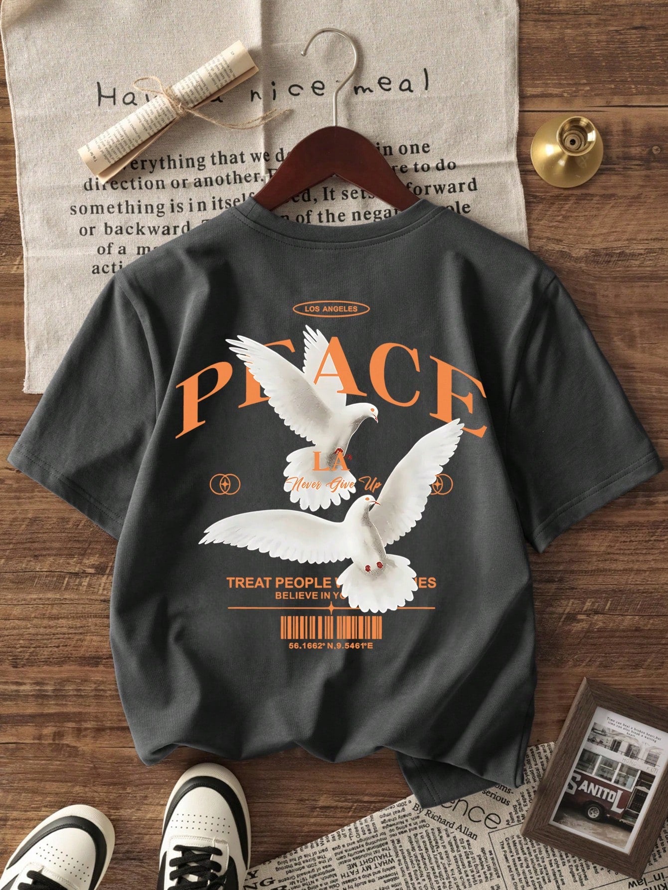 T-shirt à manches courtes pour hommes avec slogan personnalisé de pigeon