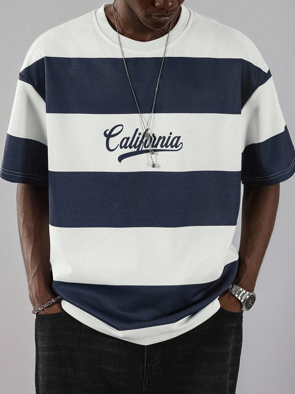 T-shirt casual en jersey à manches courtes pour homme avec imprimé de lettres