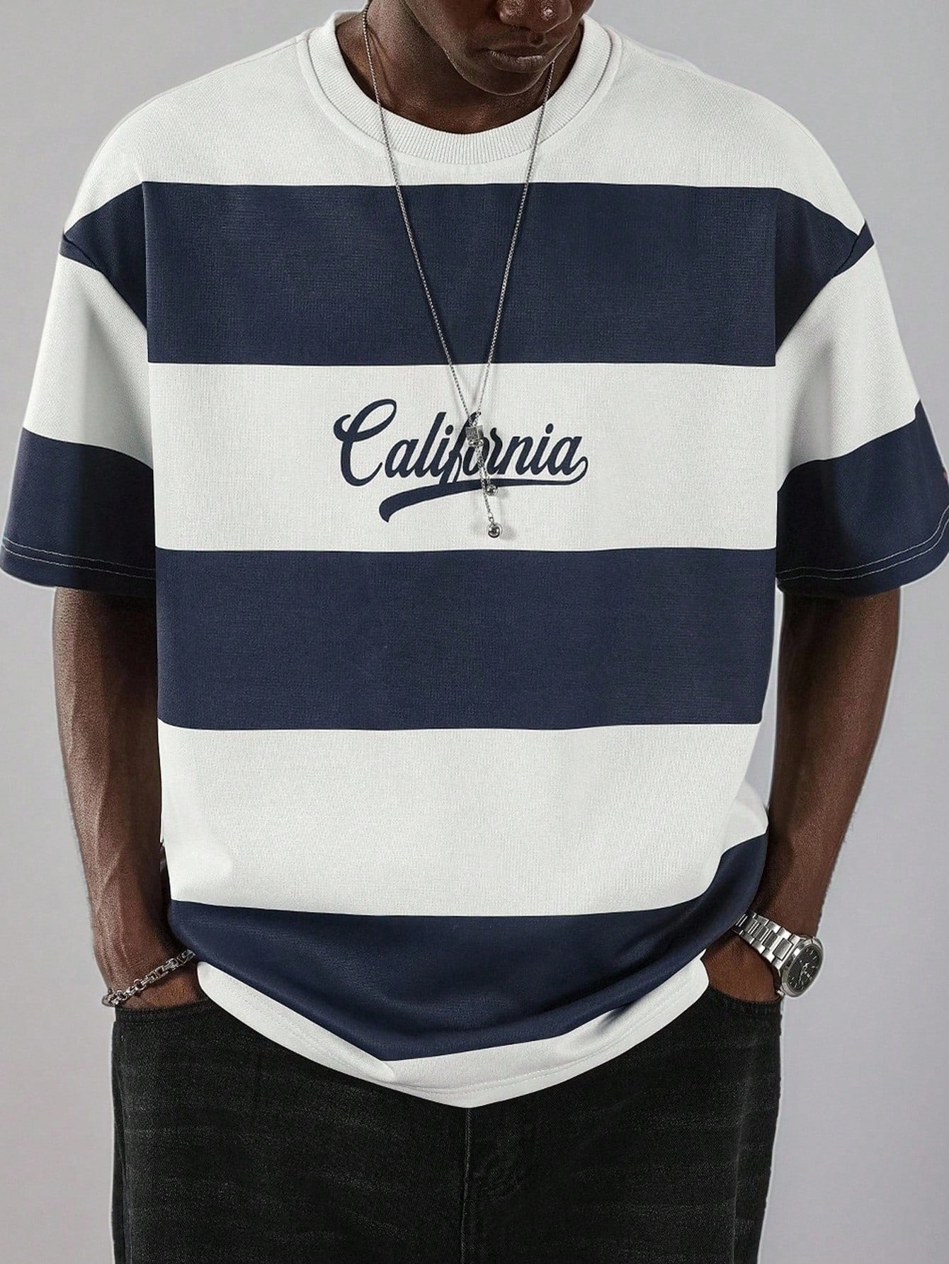 T-shirt casual en jersey à manches courtes pour homme avec imprimé de lettres