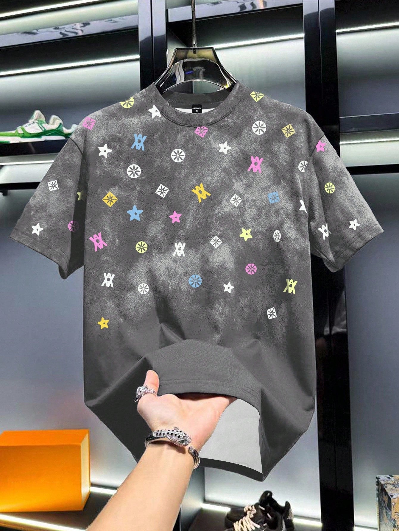 T-shirt décontracté pour hommes avec impression de lettres usées
