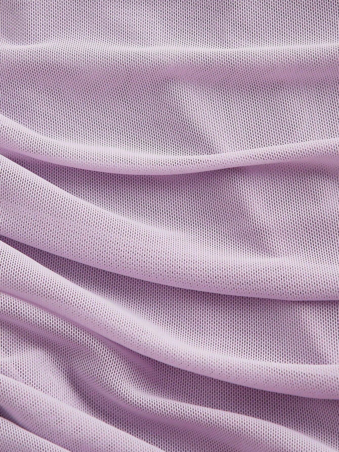 SHEIN MOD Robe mi-longue élégante pour femmes, coupe ajustée, col asymétrique, froncée, de couleur unie