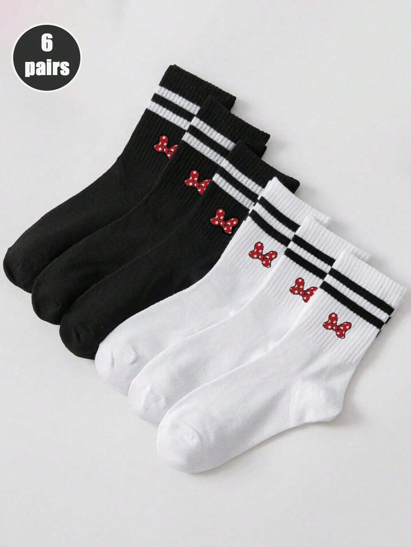 1/3/6 paires de chaussettes mi-mollet de couleur unie noire/blanche/grise et à double rayure, convenant aux activités extérieures, chaussettes mi-mollet décontracté, chaussettes d'hiver unisexes, chaussettes hautes
