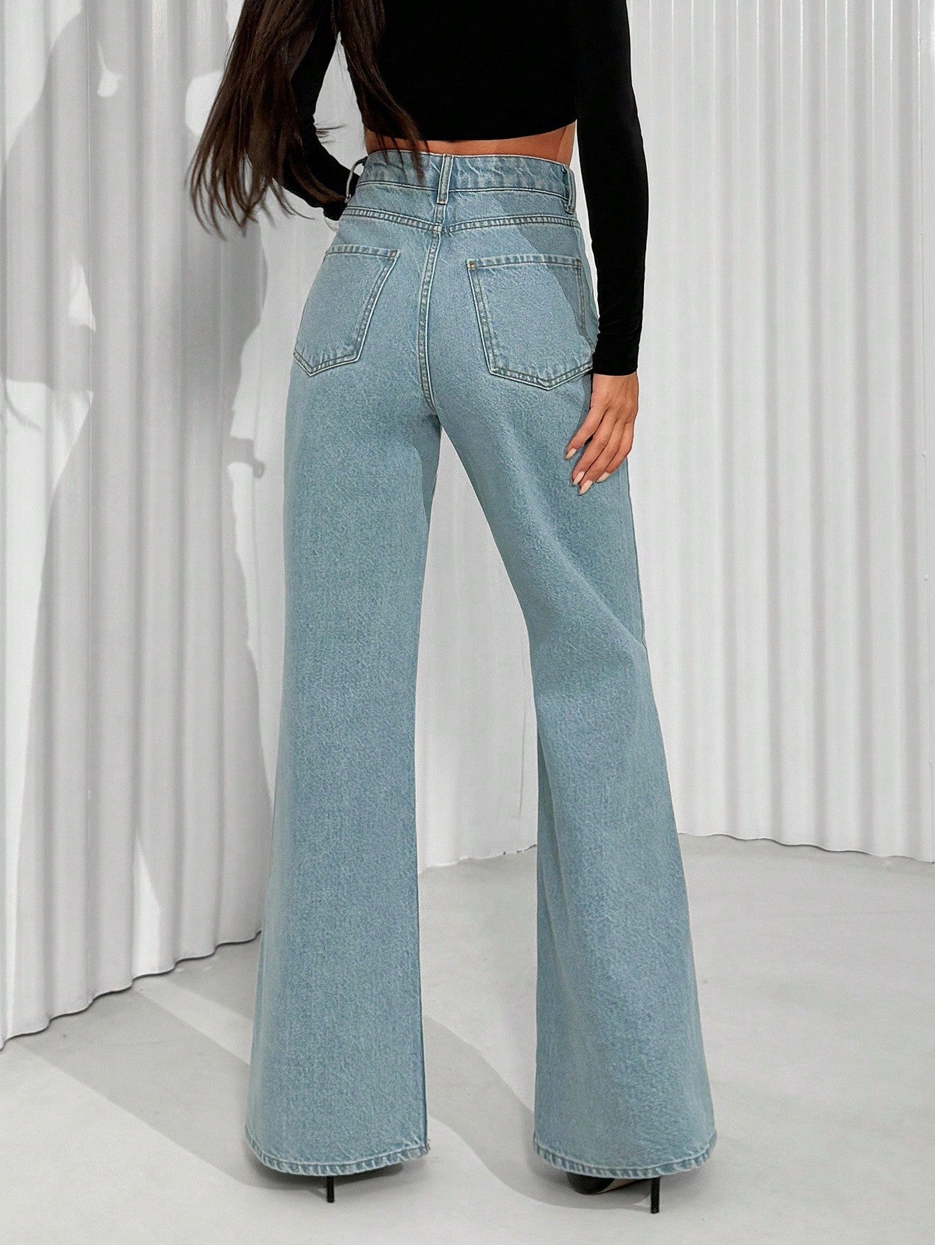 Jeans grande taille à jambes larges en coton 100%