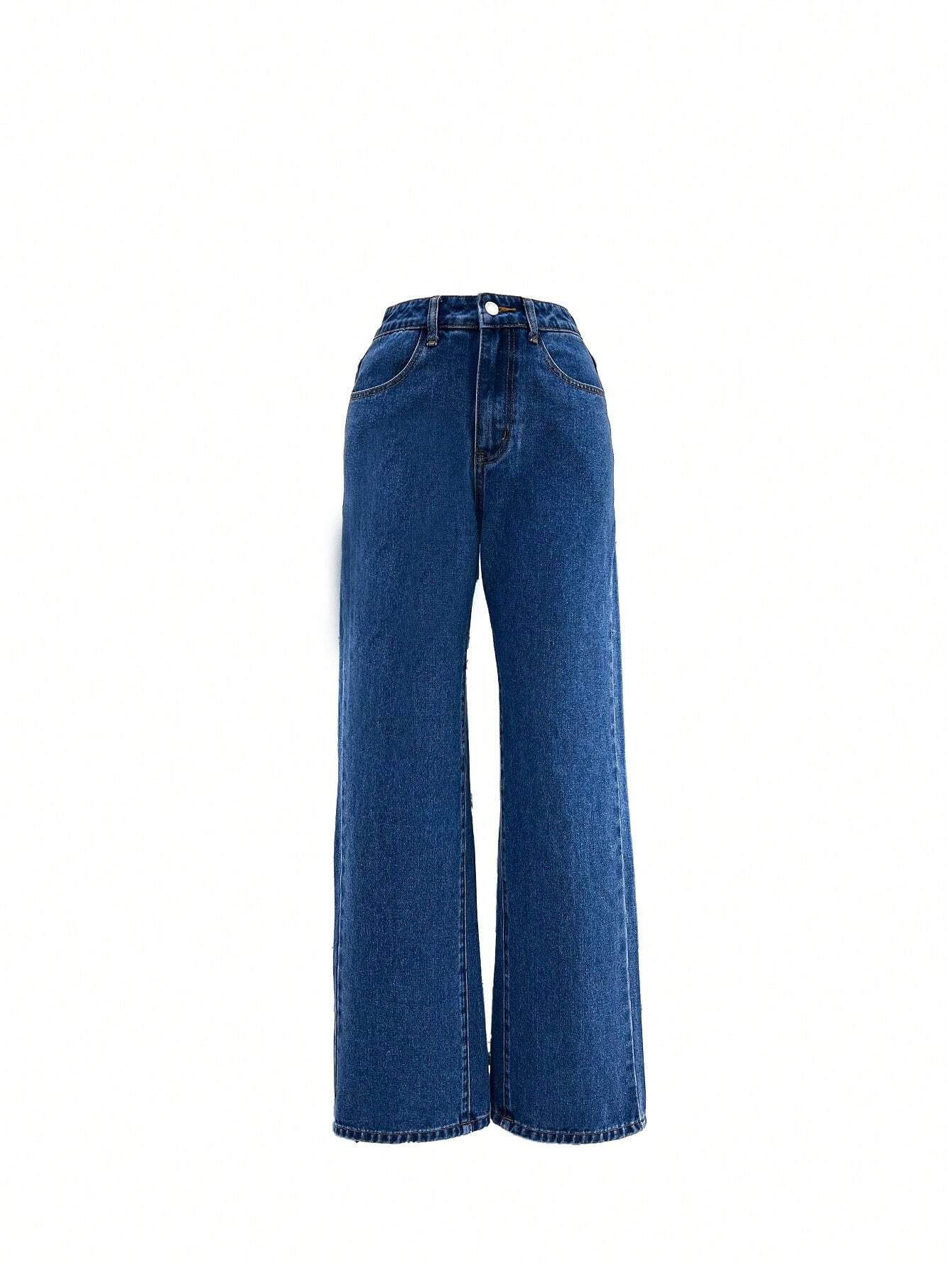 2025 Nouveau Jeans vintage décontracté à jambe droite ultra skinny taille haute bleu délavé pour femmes