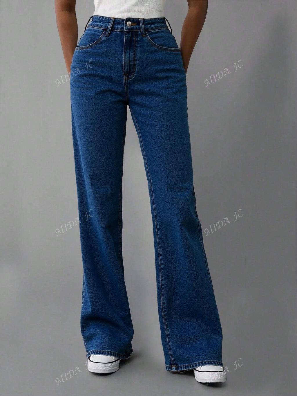 2025 Nouveau Jeans vintage décontracté à jambe droite ultra skinny taille haute bleu délavé pour femmes